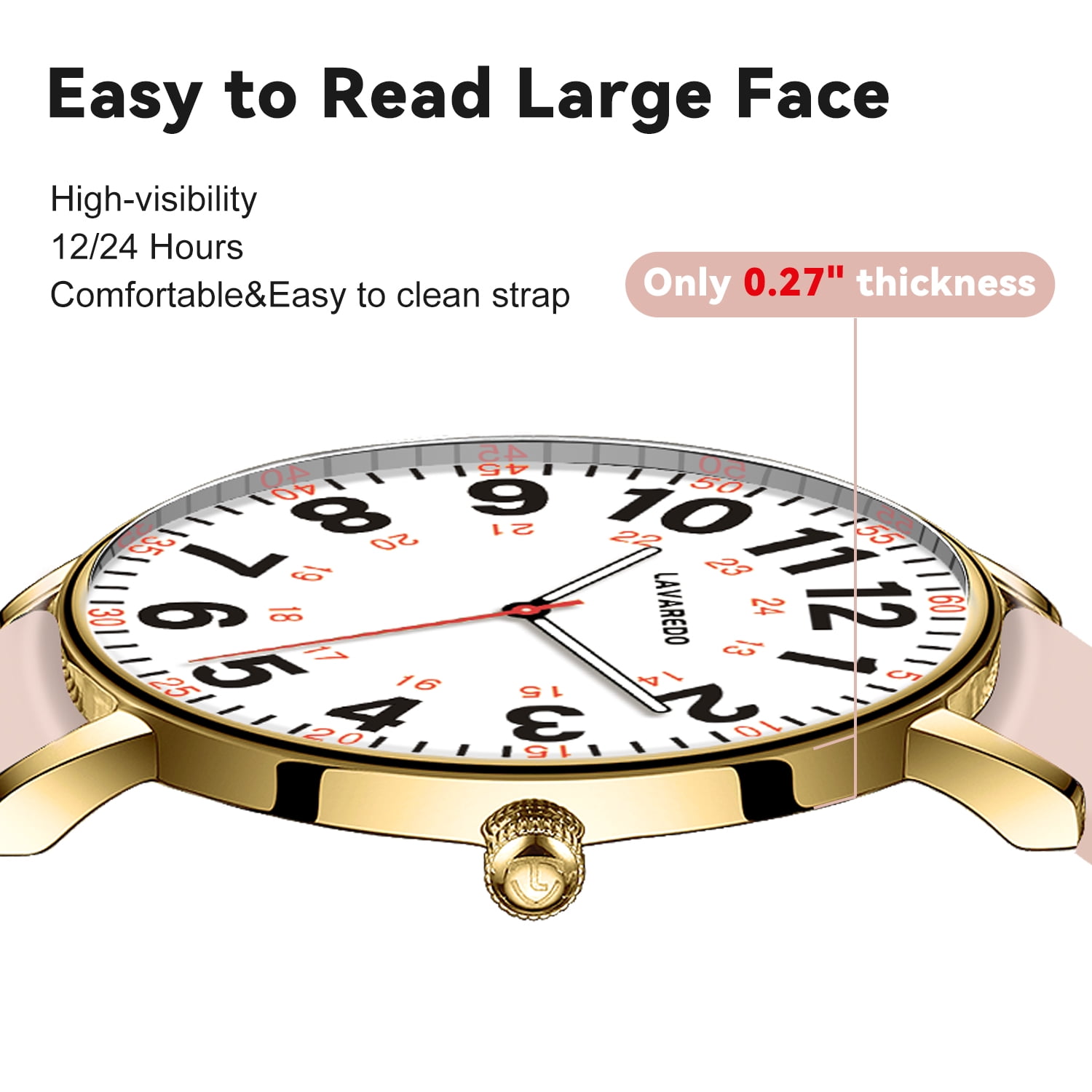 Watches for Women Ultra-Thin Waterproof Nurse Watch with Silicone Band,Military Time Luminous Easy Read Dial Watch Birthday Gift for Women Men - Image 2