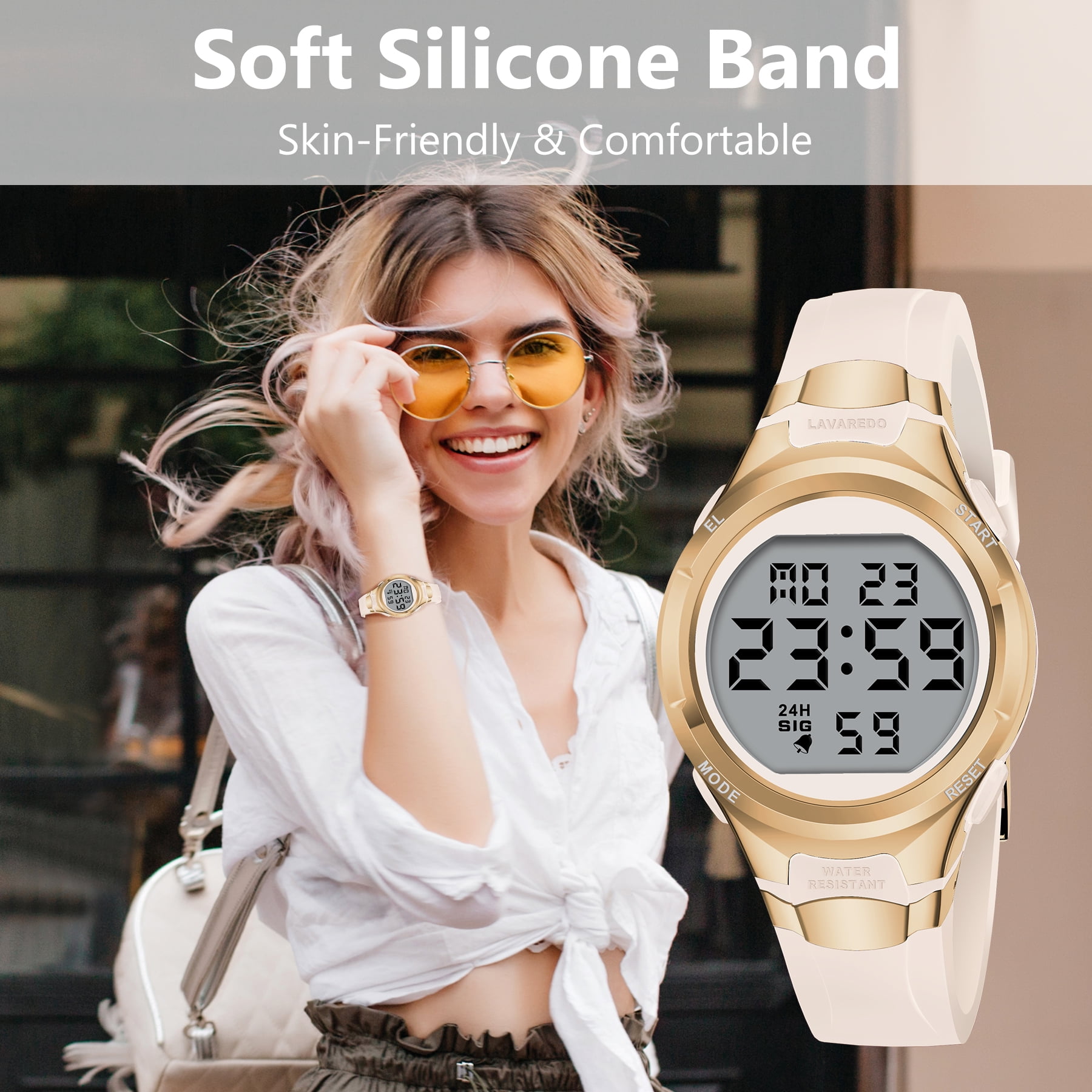 Watches for Women,Digital Watch for Ladies Waterproof Wristwatch with Alarm/Stopwatch/Back Light Gifts for Women - Image 4