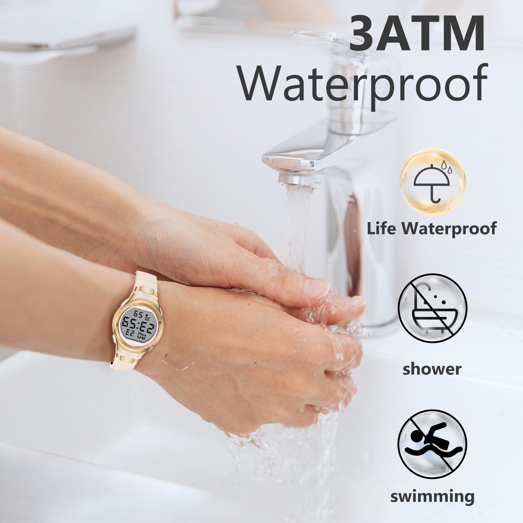Watches for Women,Digital Watch for Ladies Waterproof Wristwatch with Alarm/Stopwatch/Back Light Gifts for Women - Image 2