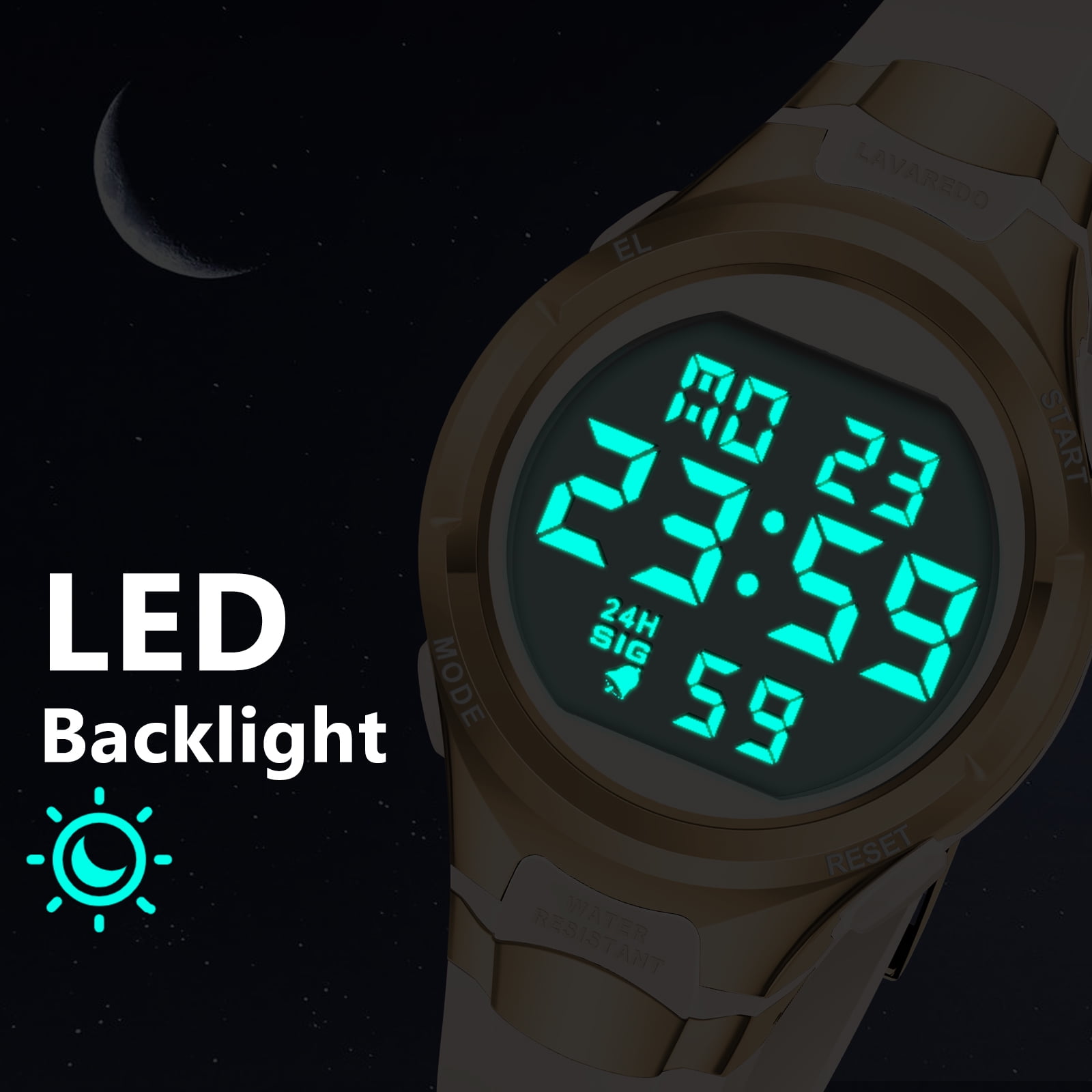 Watches for Women,Digital Watch for Ladies Waterproof Wristwatch with Alarm/Stopwatch/Back Light Gifts for Women - Image 3