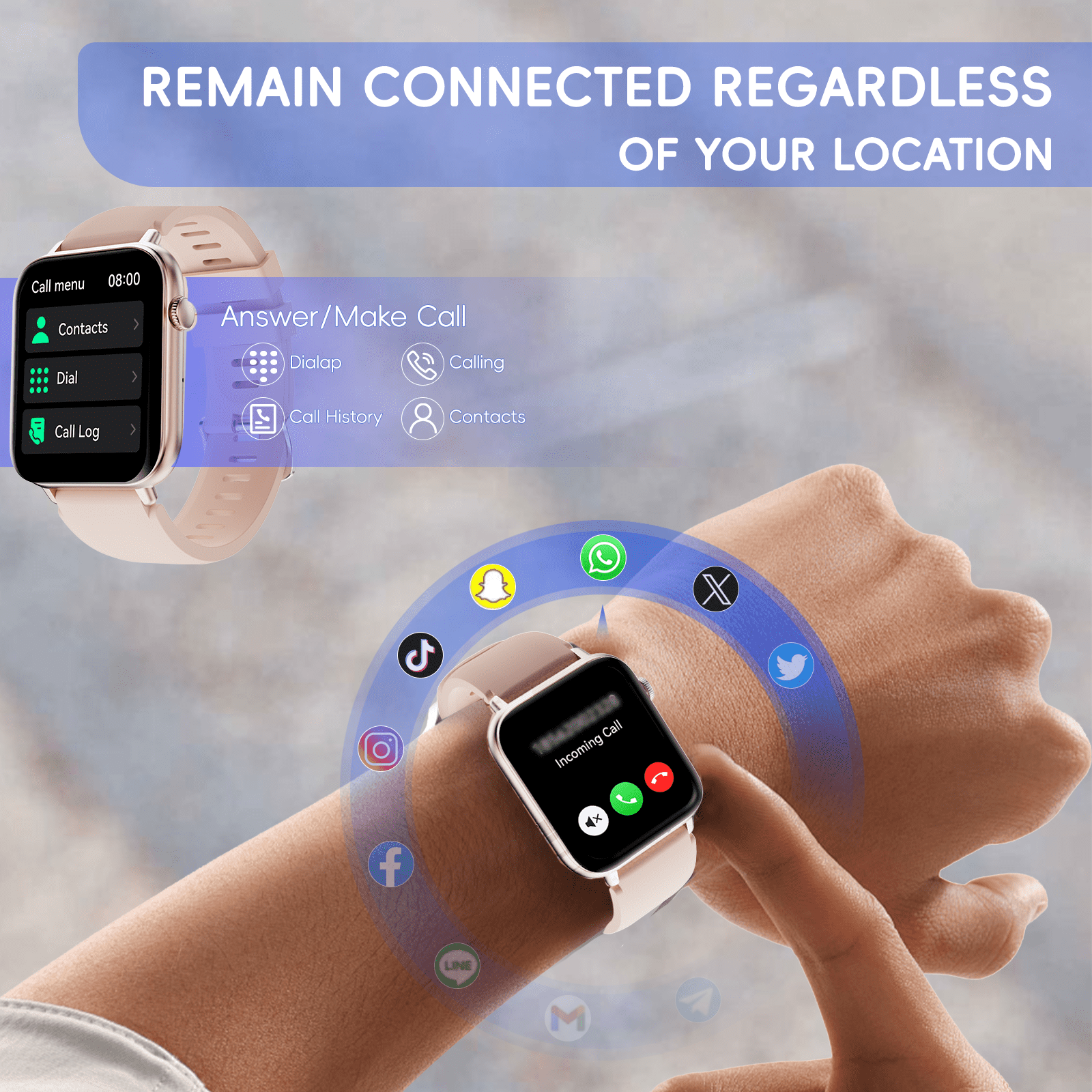 WeurGhy Smart Watch for iPhone Android, 1.83" Fitness Tracker Watch with 100+ Sport Modes/Bluetooth Call/24H Heart Rate, IP68 Waterproof Smartwatch for Men Women Gift, Rose Gold - Image 3