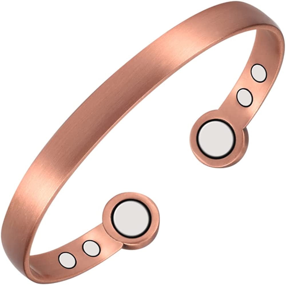 Wollet 99.9% Pure Copper Magnetic Bracelets with 3500 Gauss Magnets, Adjustable Cuff Jewelry, Set of 2 - Image 2
