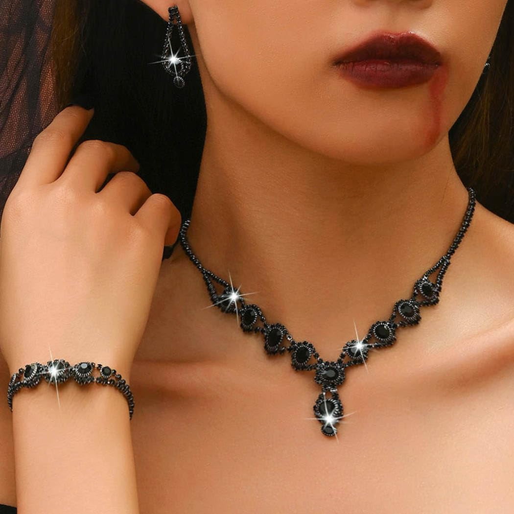 Women's Bridal Jewelry Set Rhinestone Necklace, Earrings, and Bracelet Set Formal Prom Dress Jewelry Set - Image 4