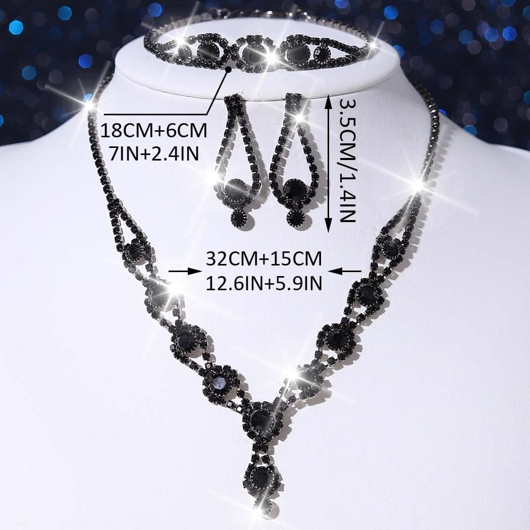 Women's Bridal Jewelry Set Rhinestone Necklace, Earrings, and Bracelet Set Formal Prom Dress Jewelry Set - Image 3