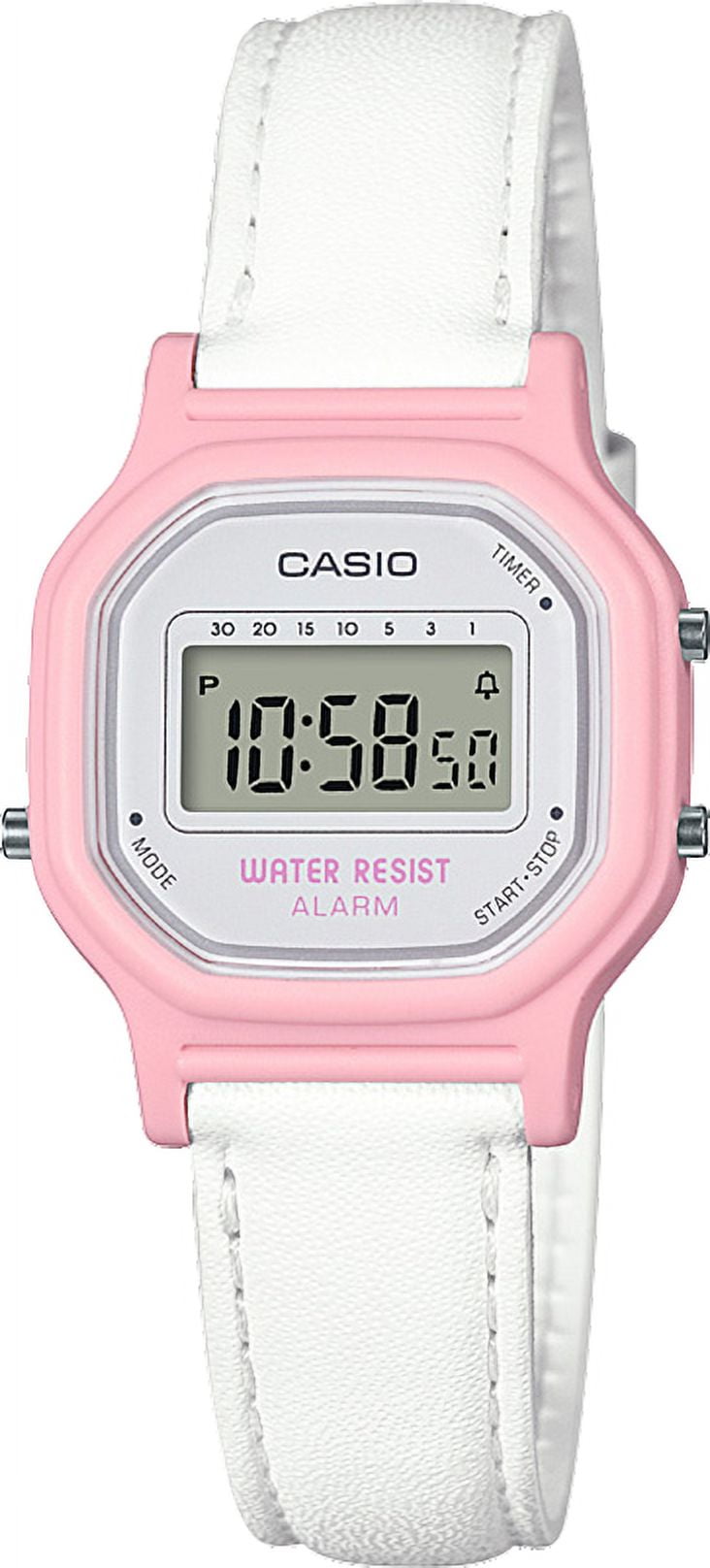 Women's Casual Digital Watch, White/Pink LA11WL-4A - Image 2