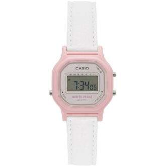 Women's Casual Digital Watch, White/Pink LA11WL-4A