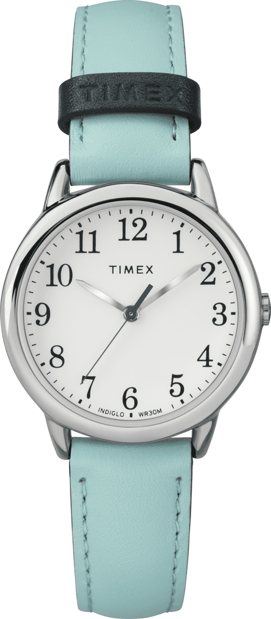 Women's Easy Reader Small Blue/Silver-Tone Watch, Leather Strap