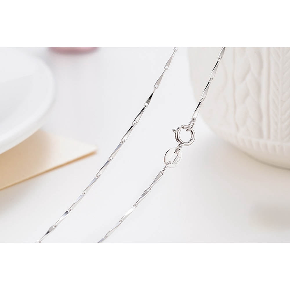 Women’s Thin Box Chain Necklace, 1mm Sturdy Italian Style Silver Tone Chain, 45cm Minimalist Daily Fashion Jewelry - Image 4