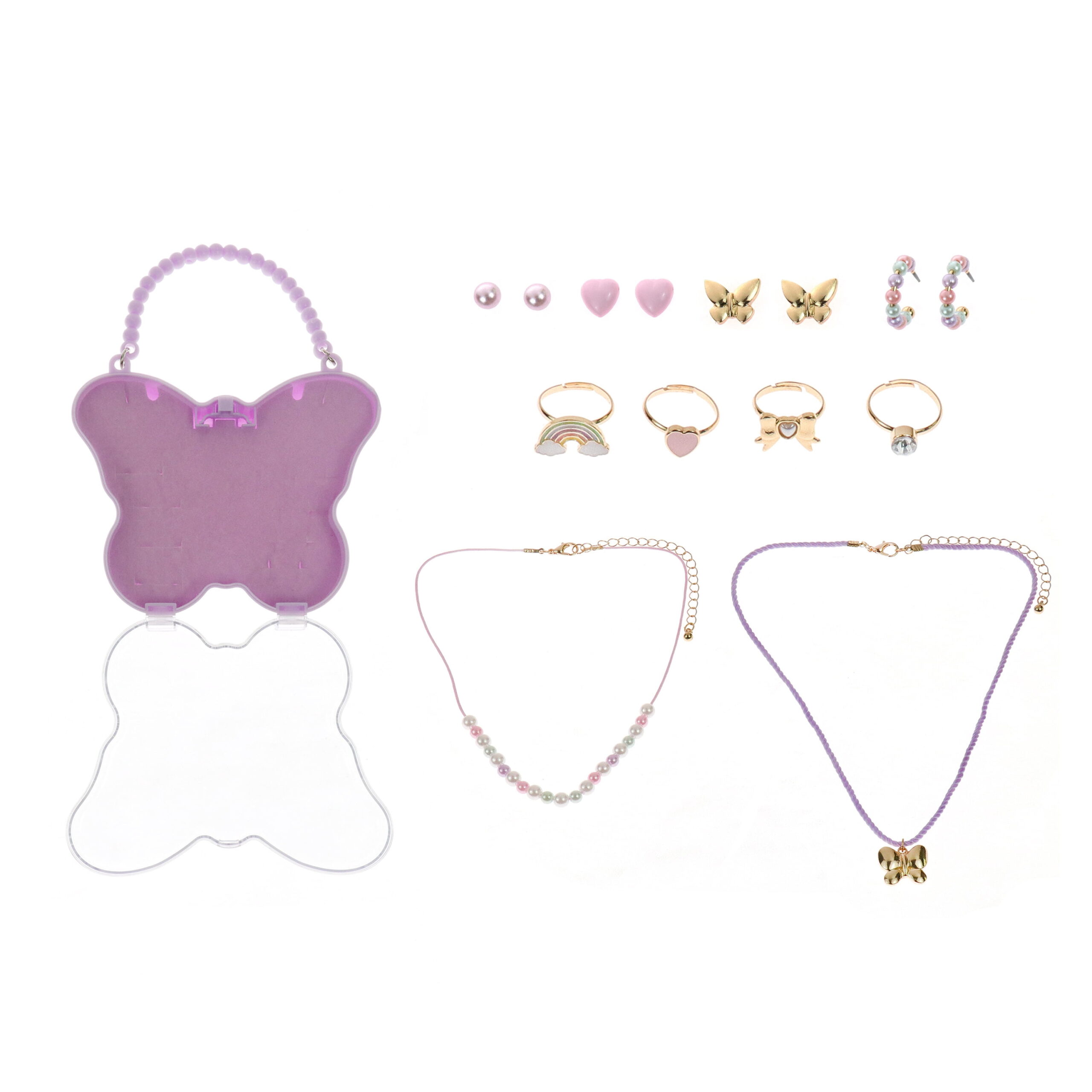 Wonder Nation 10 Pack Jewelry Set in Butterfly Box with Necklaces, Earrings, and Rings (Girl's) - Image 4