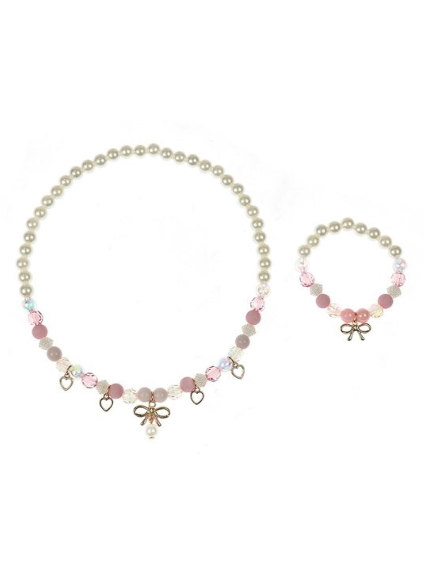 Wonder Nation 2 Pack Bow Stretch Necklace and Bracelet Set (Girl's)