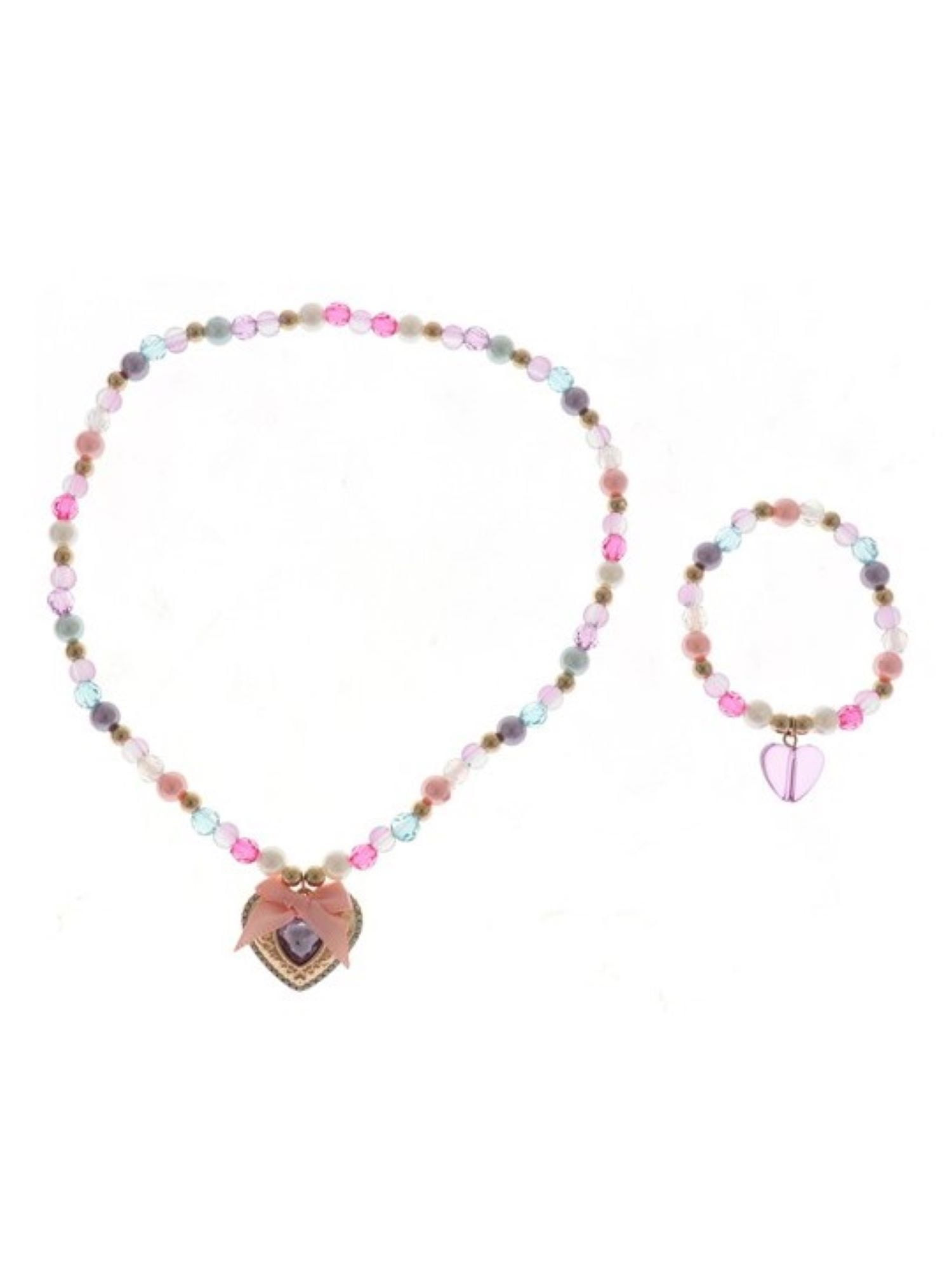 Wonder Nation 2 Pack Heart Stretch Necklace and Bracelet Set (Girl's)