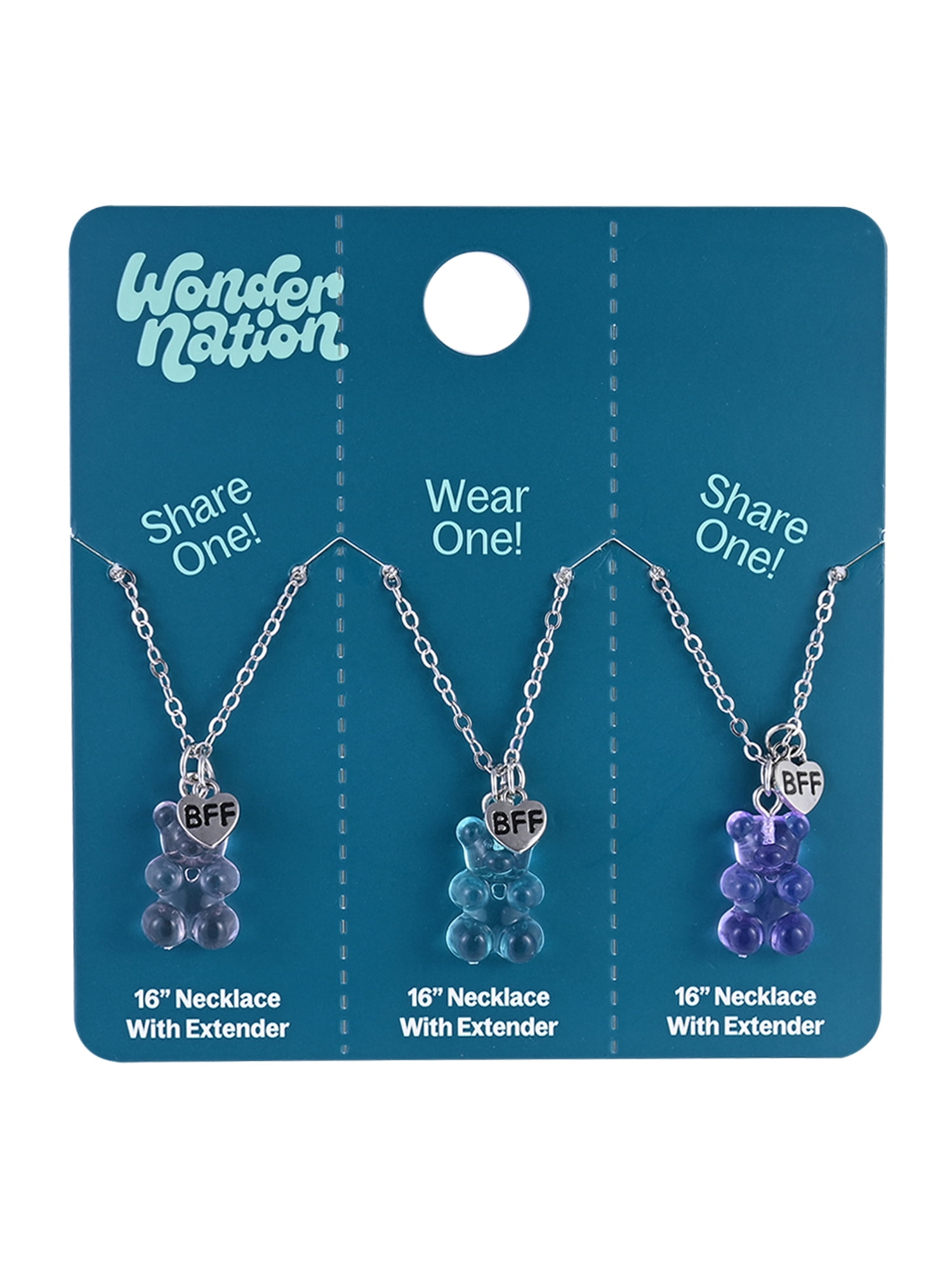 Wonder Nation Female Silver-Tone Trio Gummy Bear BFF Necklace Set - Image 4