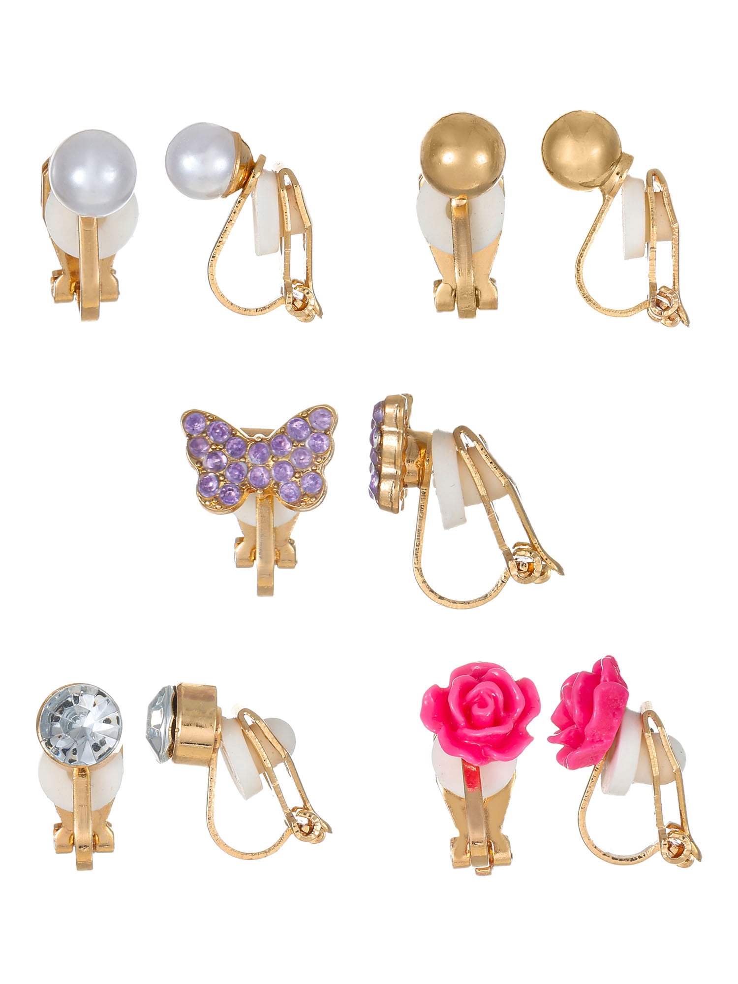 Wonder Nation Goldtone Clip-on Earrings, Girls, 5 Pairs - Image 4