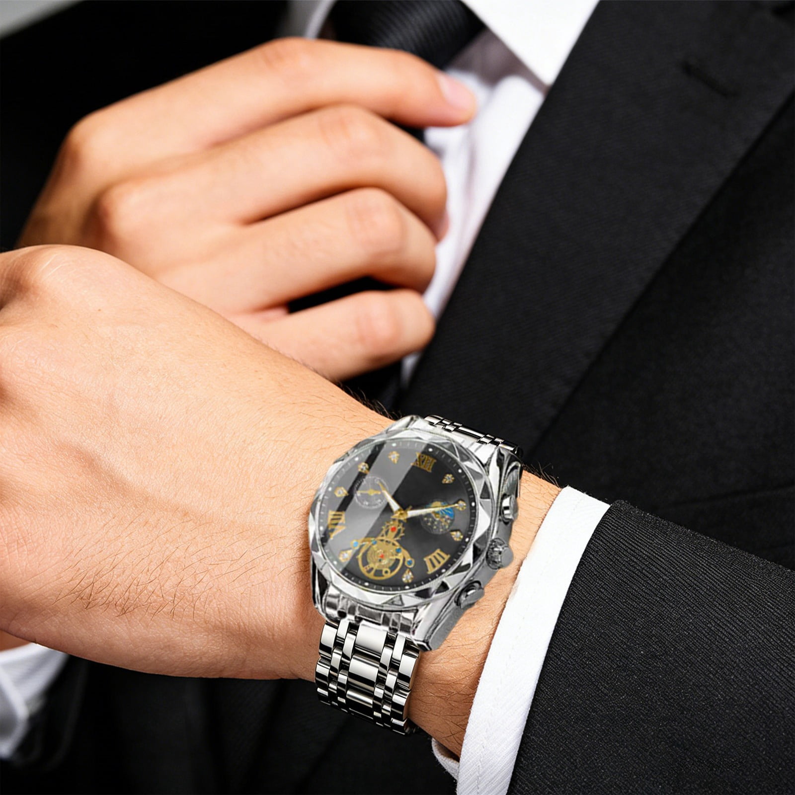 Yatlte Watch Men Luxury Watches for Men, Big Face Stainless Steel Business Dress Analog Quartz Watch with Day Waterproof, Mens Wrist Watch - Image 3