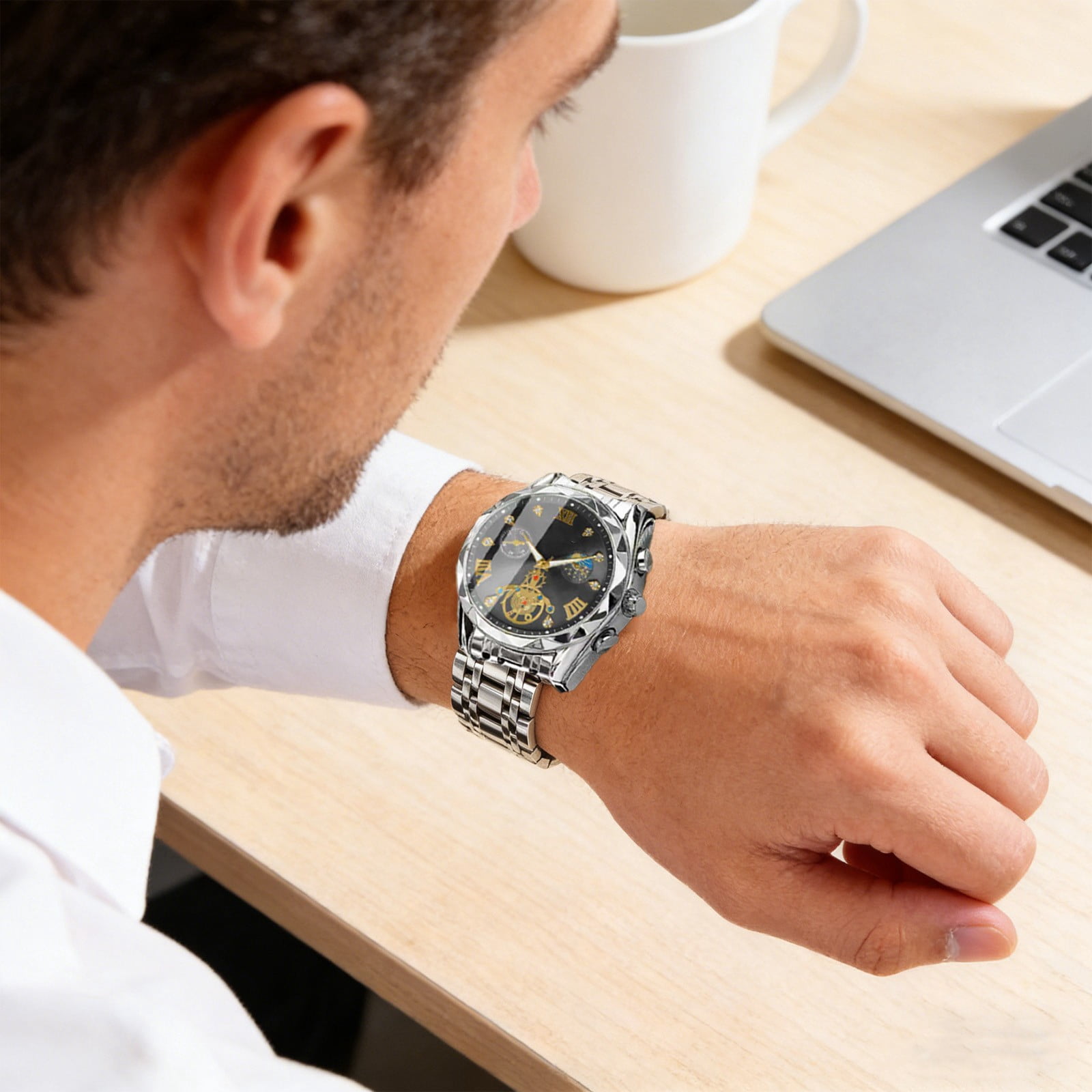 Yatlte Watch Men Luxury Watches for Men, Big Face Stainless Steel Business Dress Analog Quartz Watch with Day Waterproof, Mens Wrist Watch - Image 4