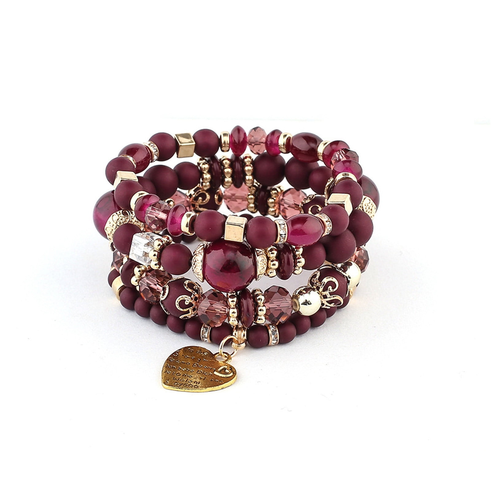 Yuehao Bracelets for Women, Gifts for Women, Stackable Bead Bracelets Ladies Mens Stretch Multilayer Bracelet Set Multicolor Jewelry - Image 2